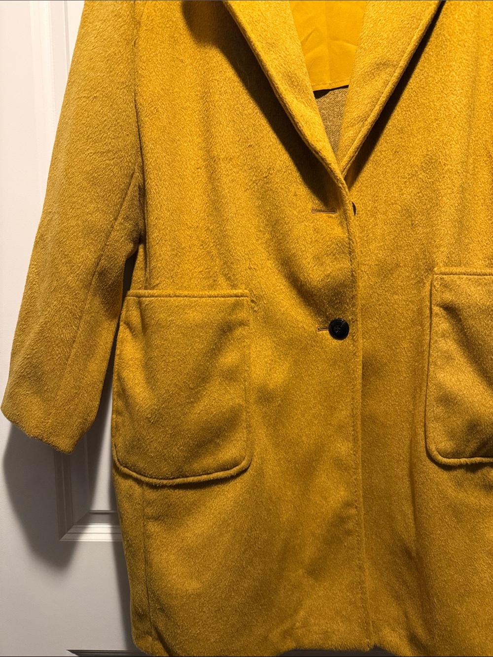 Old Navy Women's Mustard Yellow Wool-Blend Single-Breasted Coat - Picture 3 of 6
